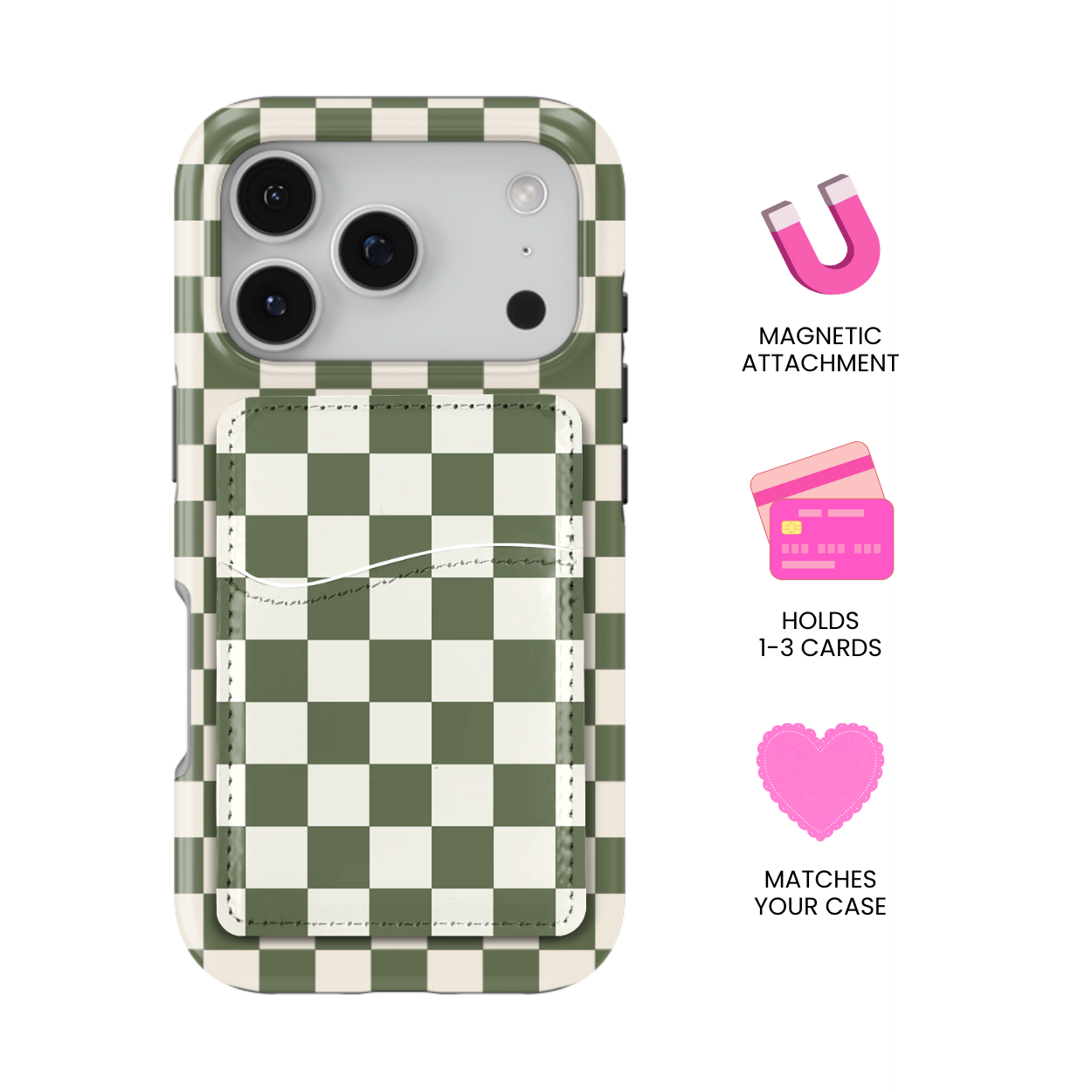 Moss Checkers II MagSafe Card Holder
