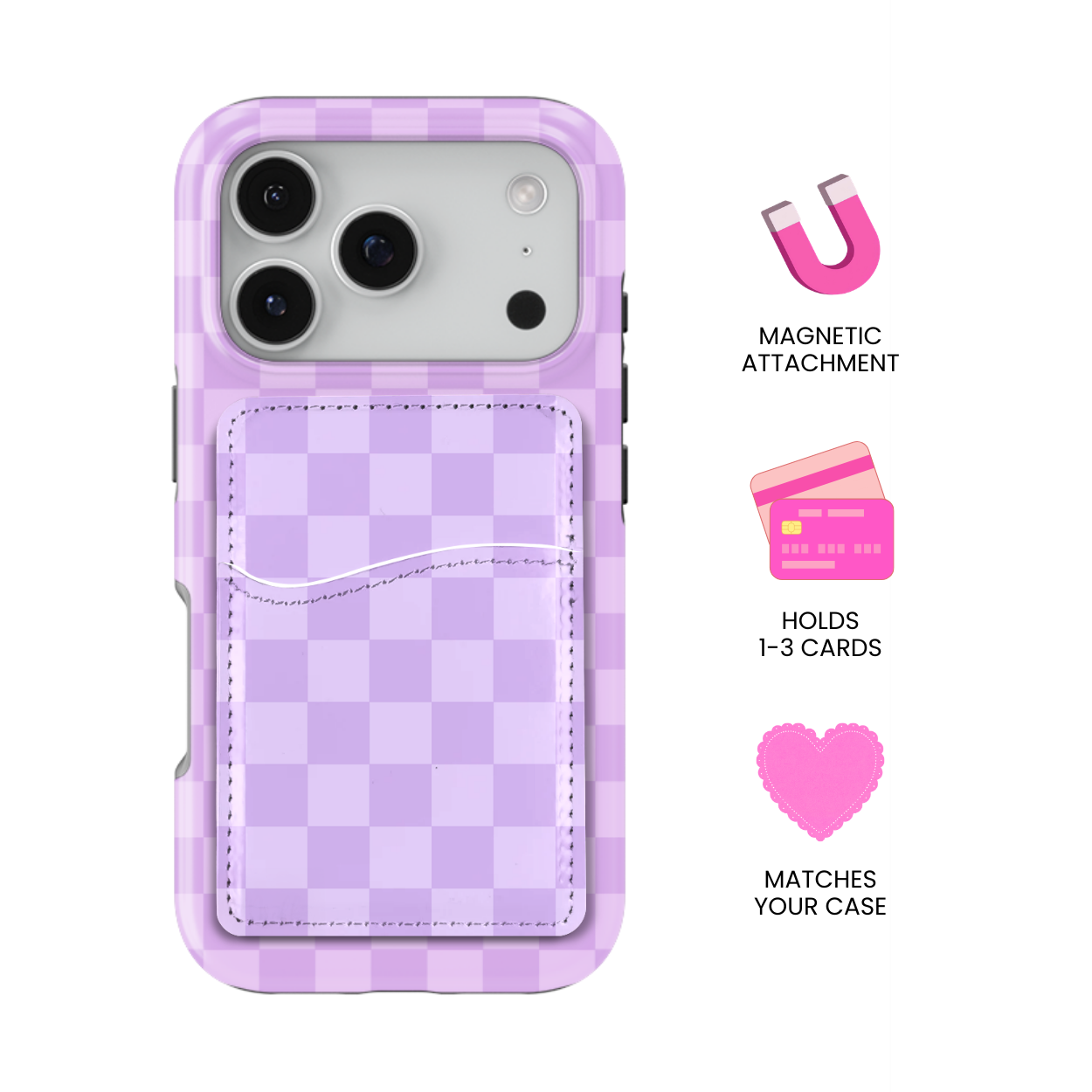 Lilac Checkers MagSafe Card Holder