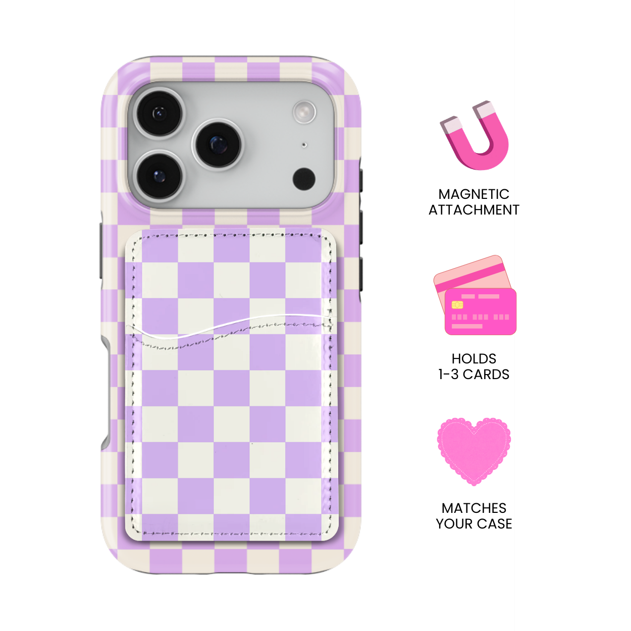 Lilac Checkers II MagSafe Card Holder
