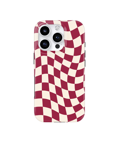Black Cherry Wavy Checkers II MagSafe Phone Case