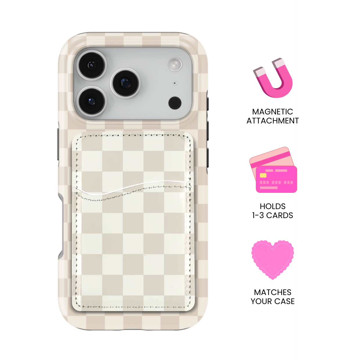 Vanilla Milkshake Checkers MagSafe Card Holder
