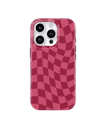 Black Cherry Wavy Checkers MagSafe Phone Case