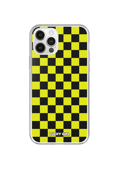 Electric Lime Checkers Clear Case Insert