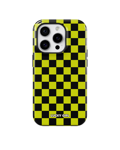 Electric Lime Checkers Phone Case