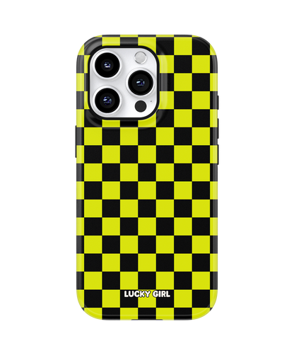 Electric Lime Checkers Phone Case