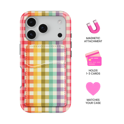 Rainbow Gingham MagSafe Card Holder