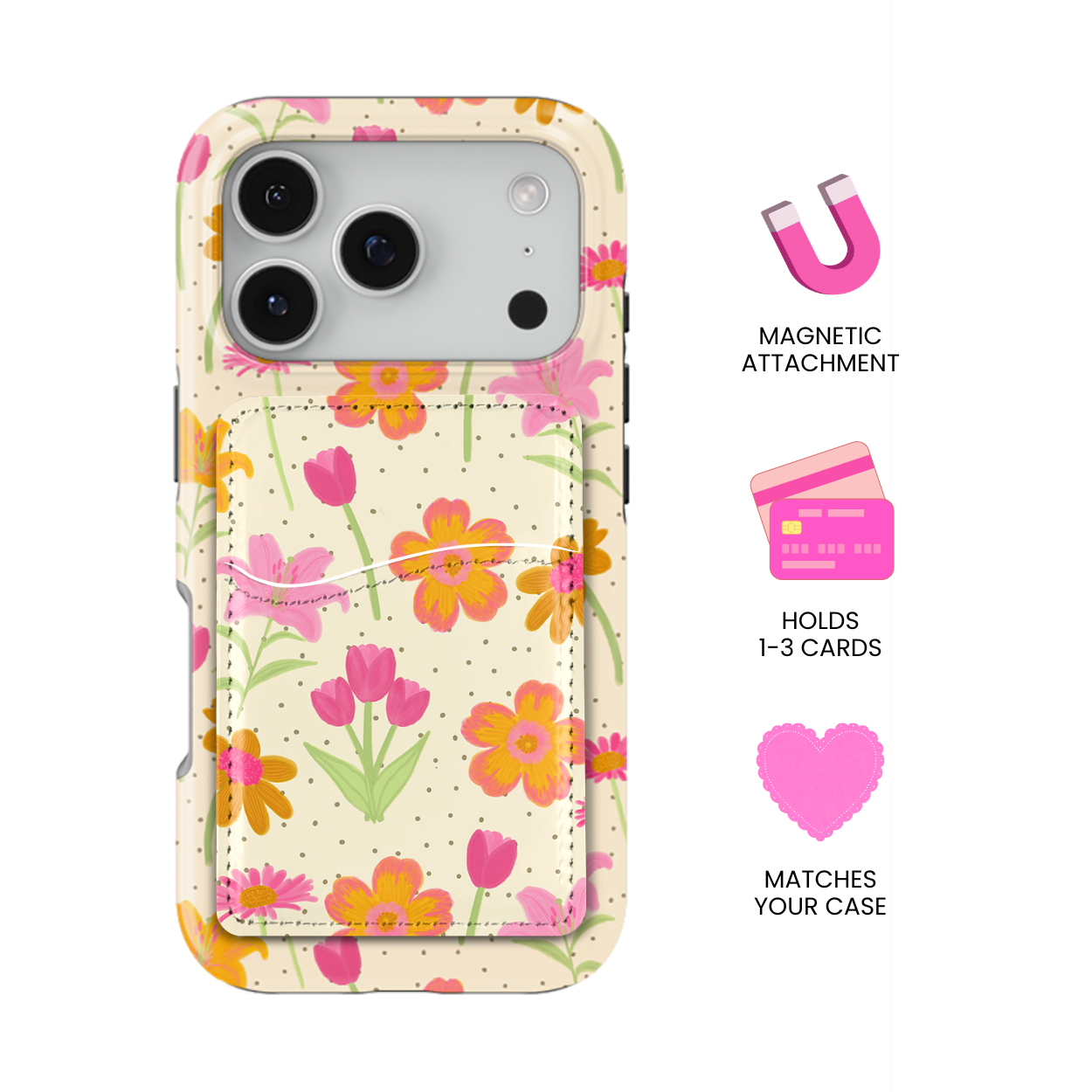Polka Petals MagSafe Card Holder
