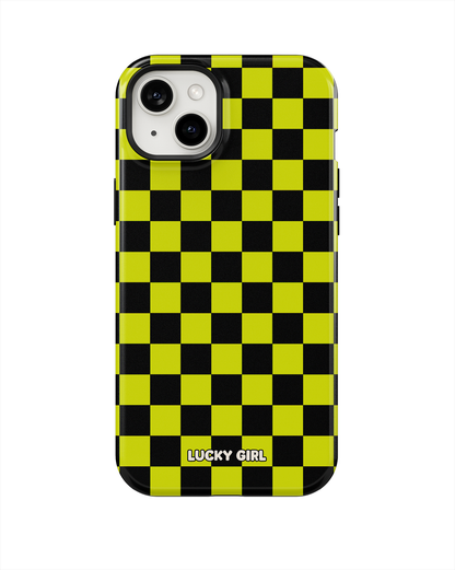 Electric Lime Checkers Phone Case