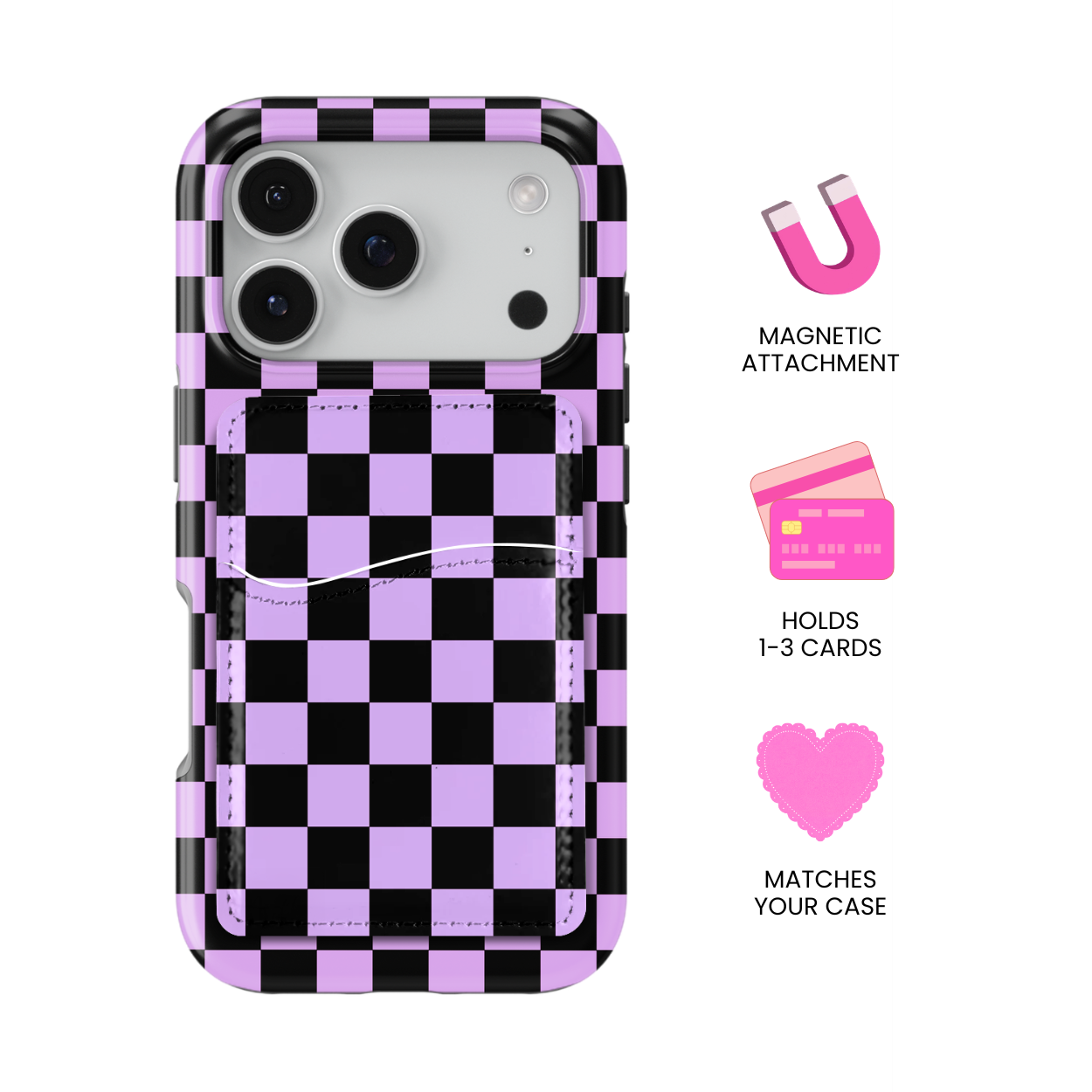 Lavender Checkers MagSafe Card Holder
