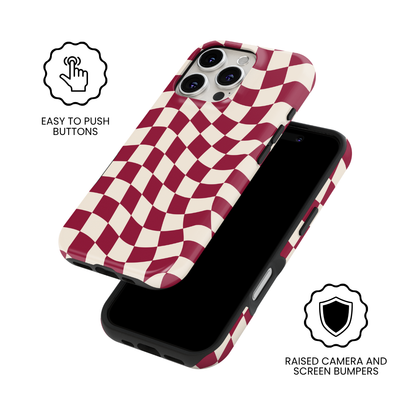 Black Cherry Wavy Checkers II MagSafe Phone Case