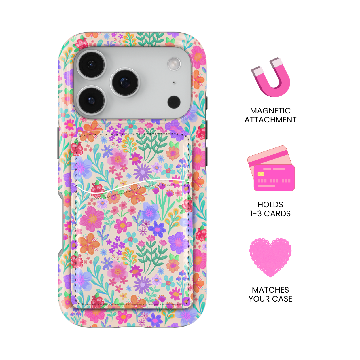 Neon Garden MagSafe Card Holder