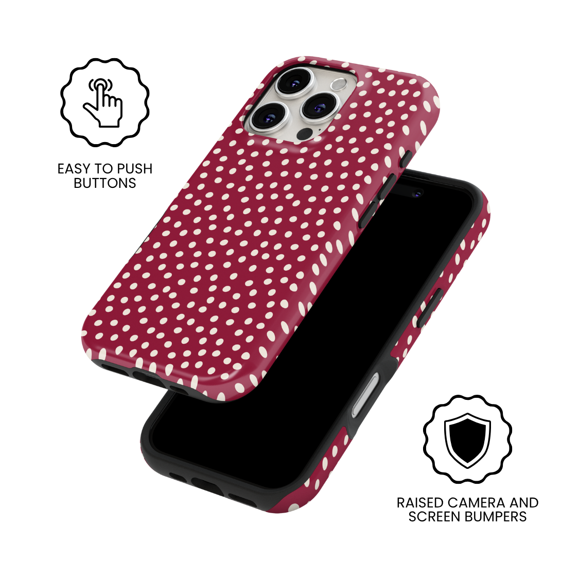 Black Cherry Dots MagSafe Phone Case