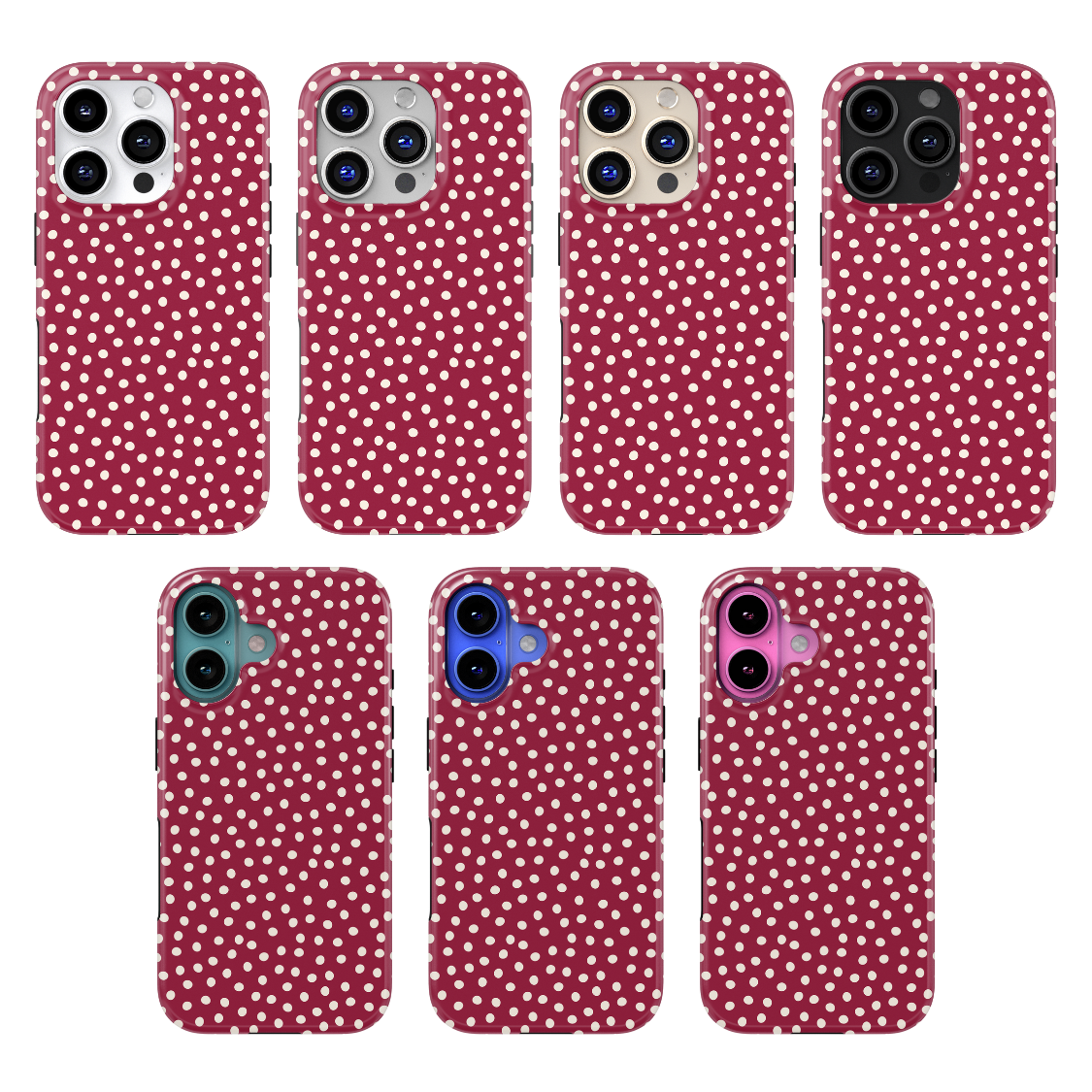Black Cherry Dots MagSafe Phone Case
