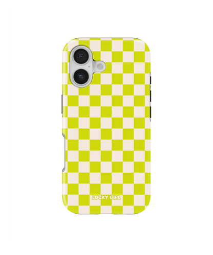 Electric Lime Checkers II Phone Case
