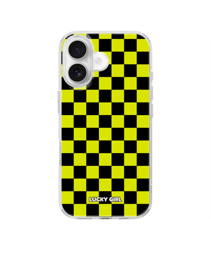 Electric Lime Checkers Clear Case Insert