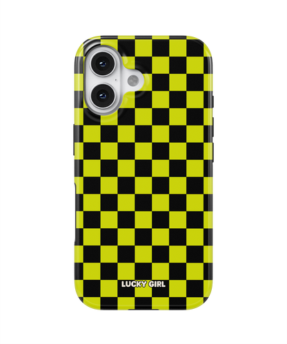 Electric Lime Checkers Phone Case