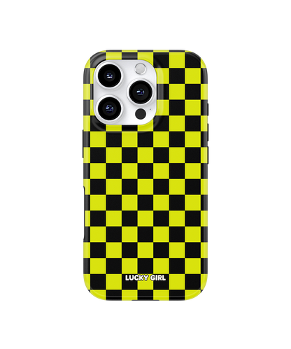 Electric Lime Checkers Phone Case