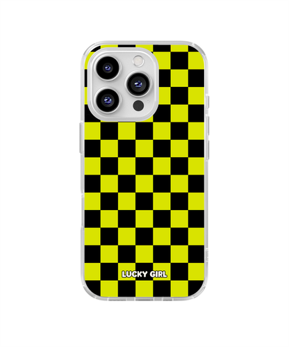 Electric Lime Checkers Clear Case Insert