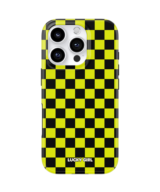 Electric Lime Checkers Phone Case