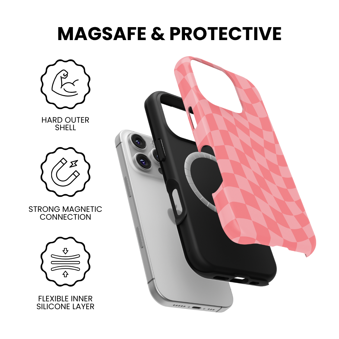 Rose All Day Wavy Checkers MagSafe Phone Case