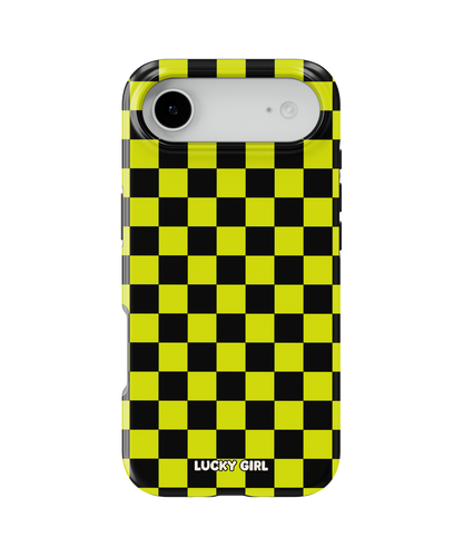 Electric Lime Checkers Phone Case