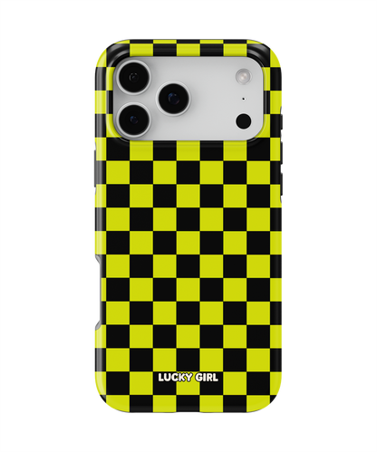 Electric Lime Checkers Phone Case