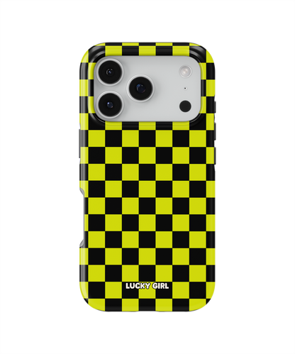 Electric Lime Checkers Phone Case