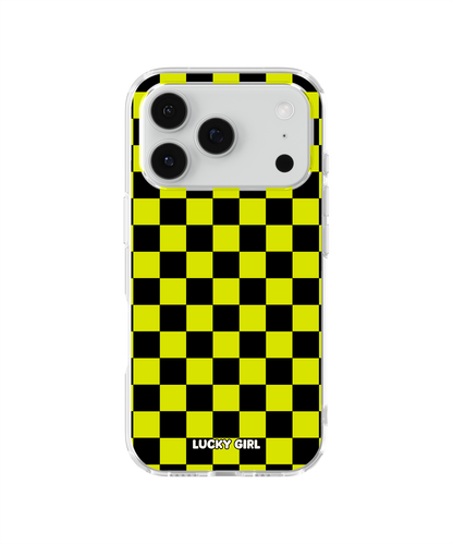 Electric Lime Checkers Clear Case Insert