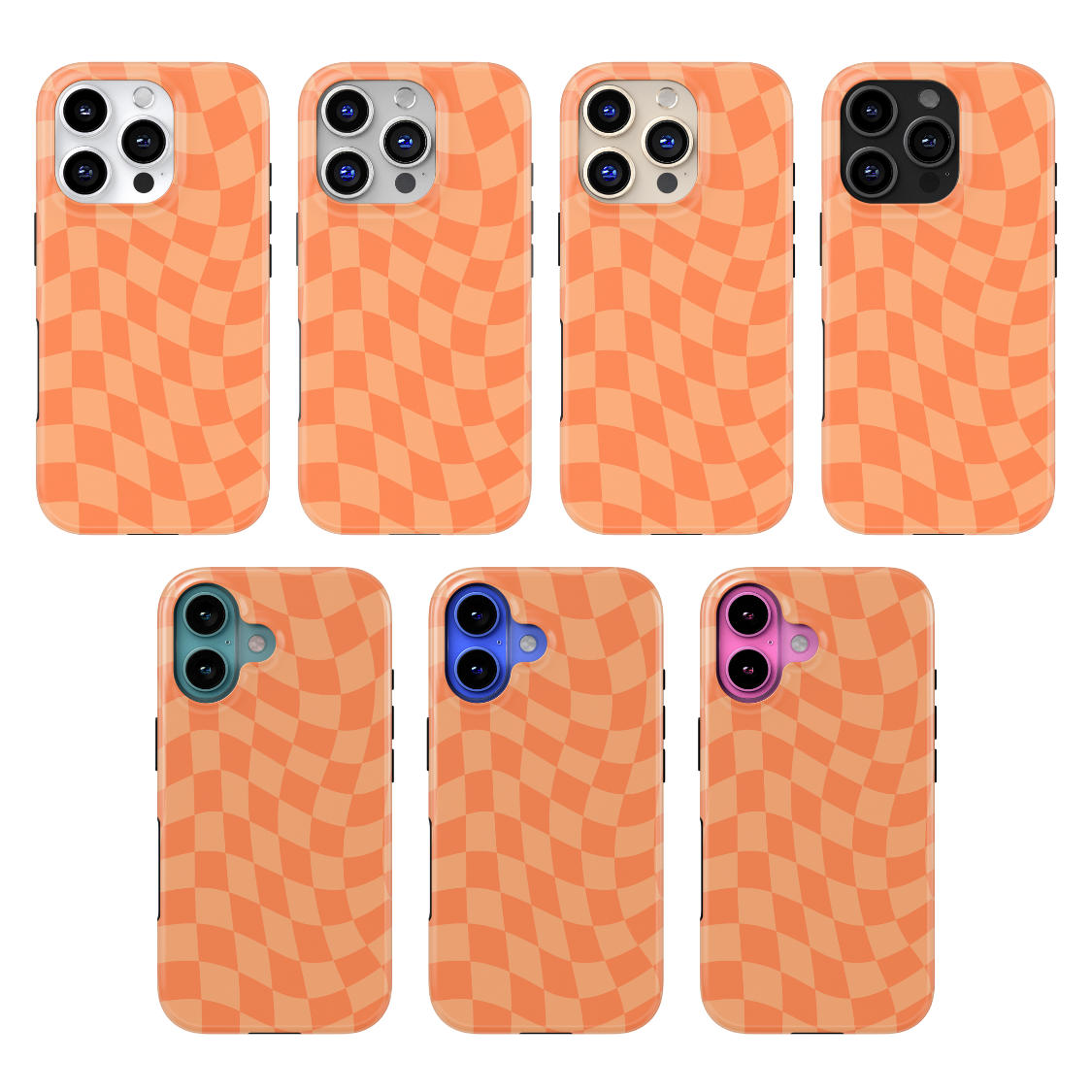 Tangerine Wavy Checkers MagSafe Phone Case