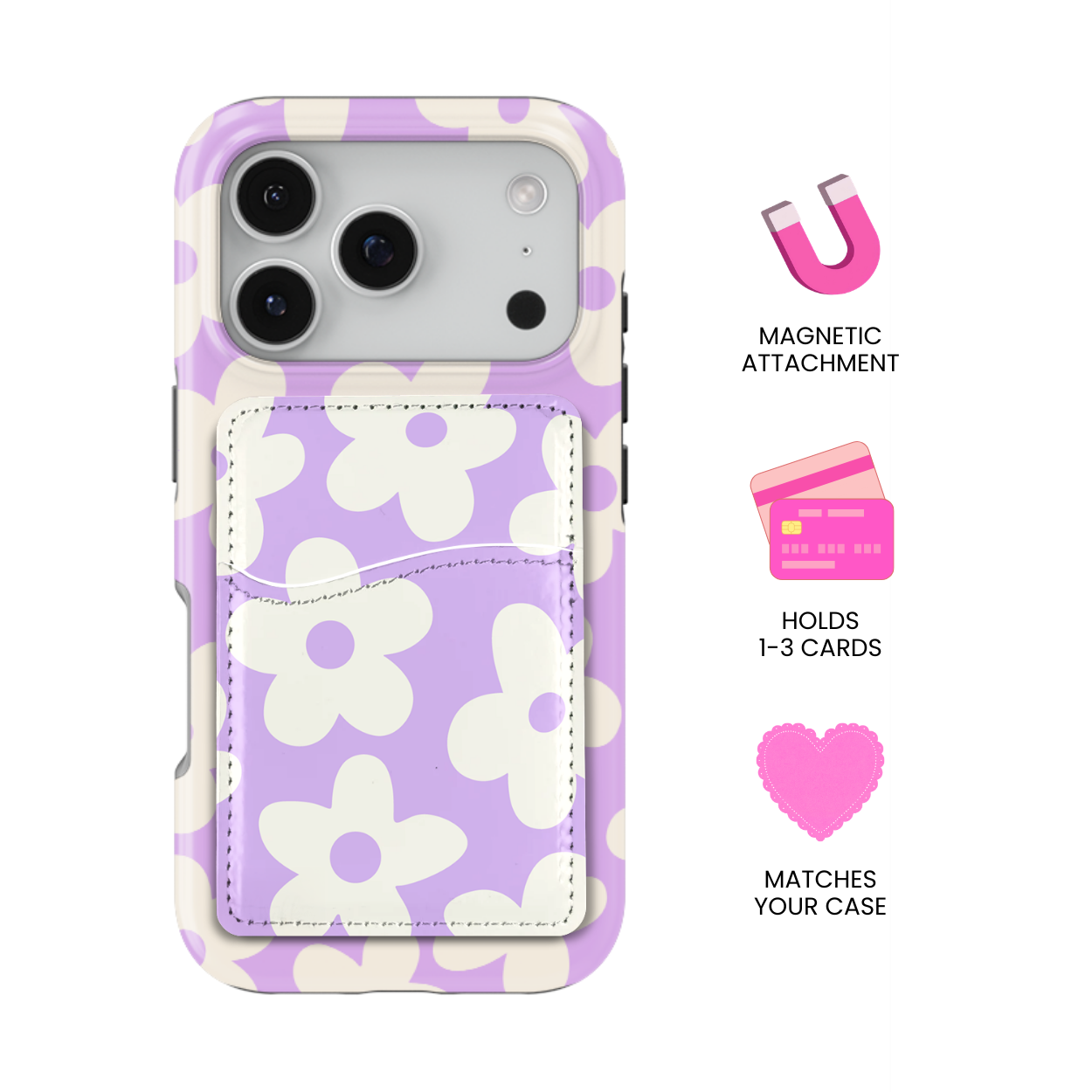 Lilac Big Blooms MagSafe Card Holder