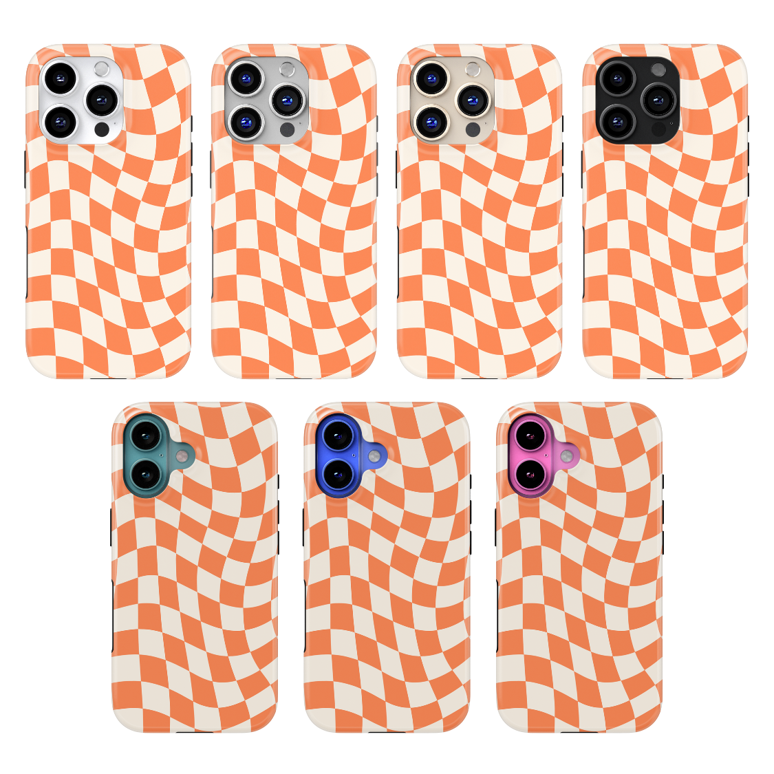 Tangerine Wavy Checkers II MagSafe Phone Case