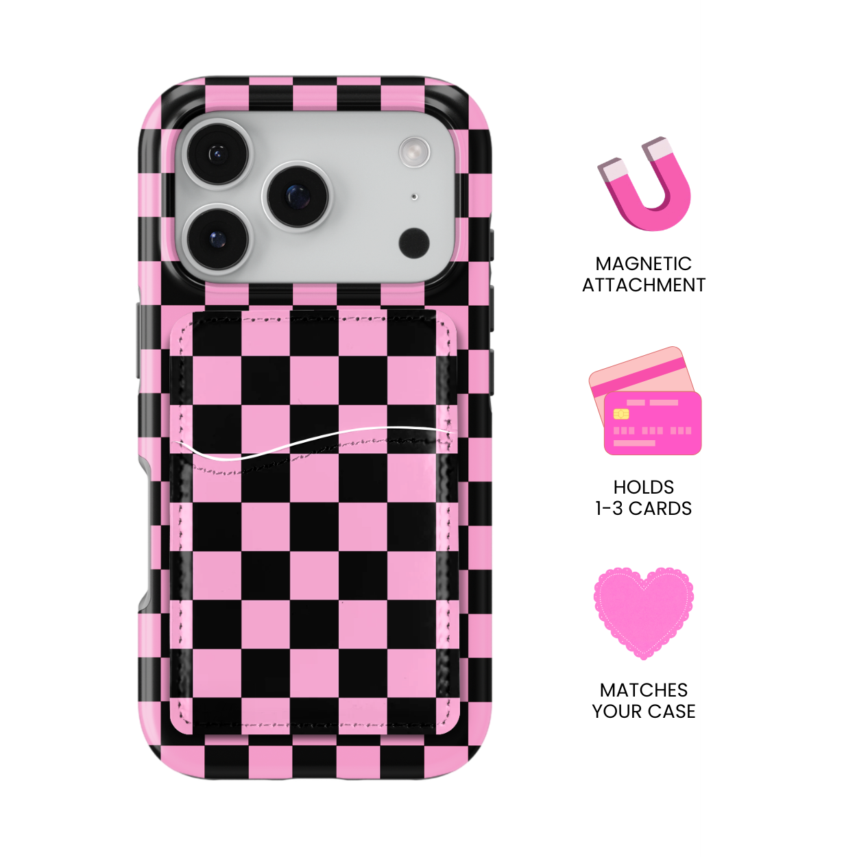 Bubblegum Checkers MagSafe Card Holder