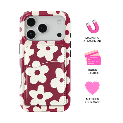 Black Cherry Big Blooms MagSafe Card Holder