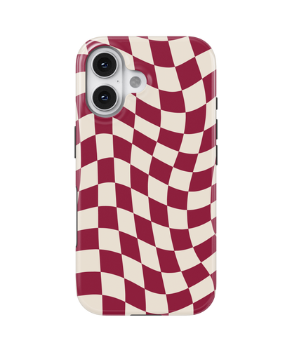 Black Cherry Wavy Checkers II MagSafe Phone Case
