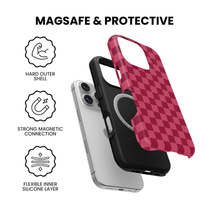 Black Cherry Checkers MagSafe Phone Case