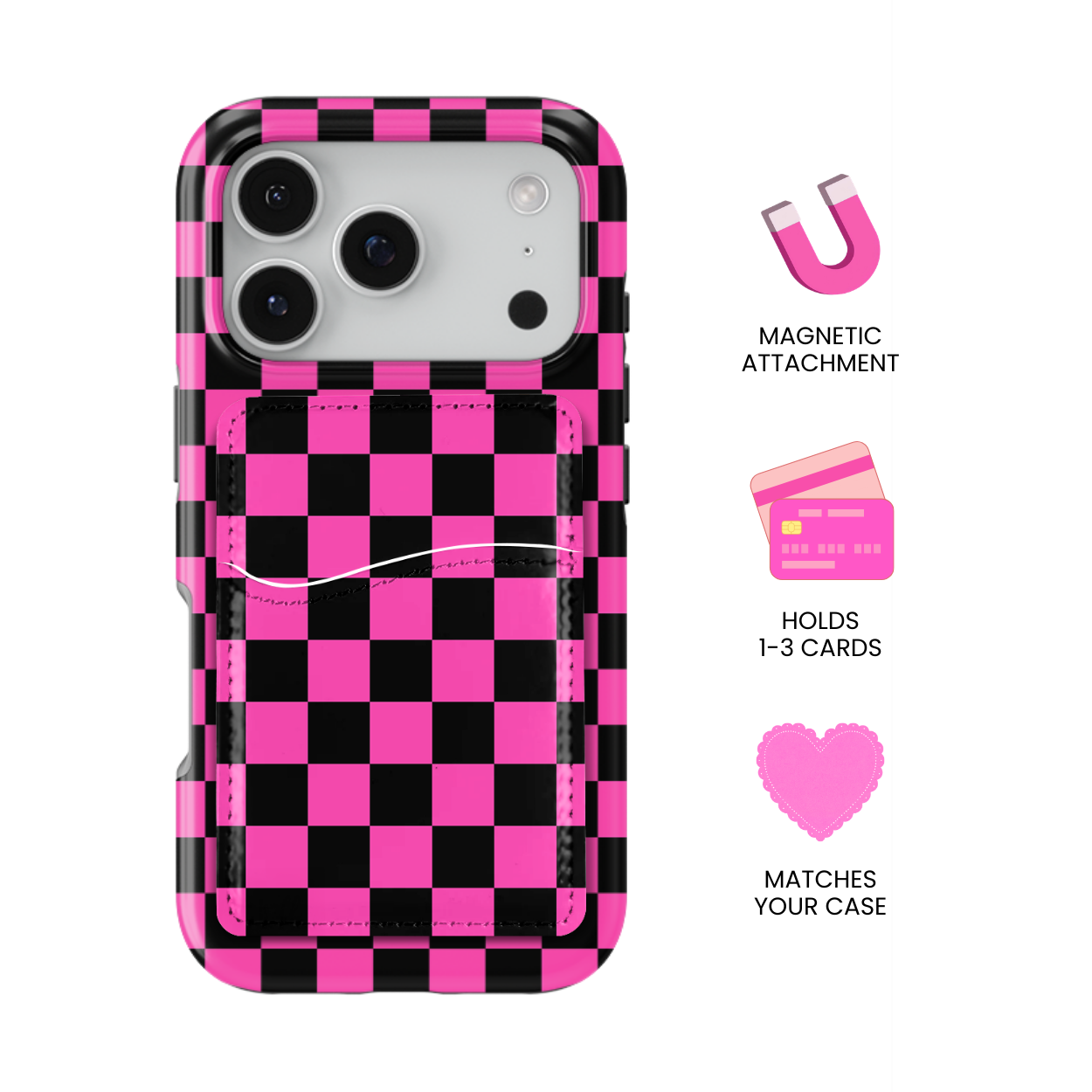 Raspberry Checkers MagSafe Card Holder