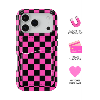Raspberry Checkers MagSafe Card Holder