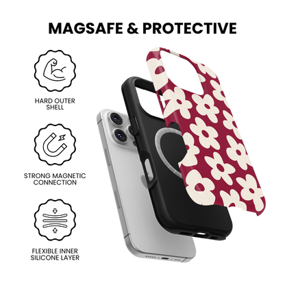 Black Cherry Big Blooms MagSafe Phone Case