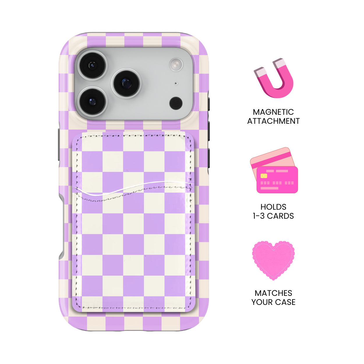 Lavender Checkers II MagSafe Card Holder