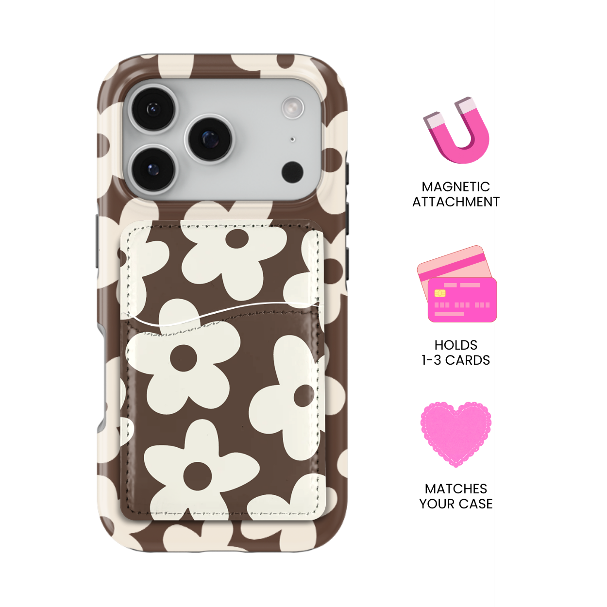 Espresso Big Blooms MagSafe Card Holder