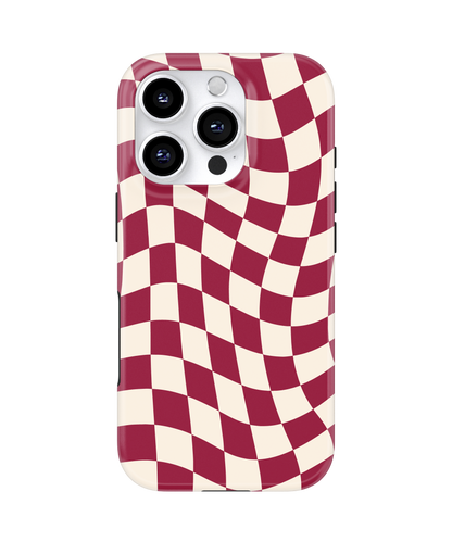 Black Cherry Wavy Checkers II MagSafe Phone Case