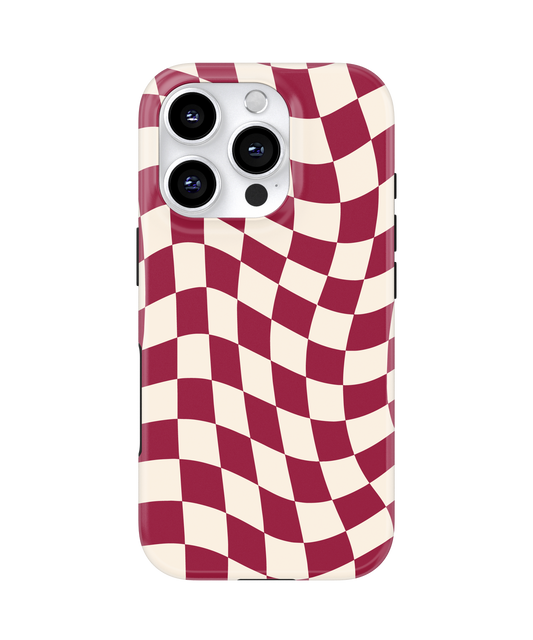 Black Cherry Wavy Checkers II MagSafe Phone Case