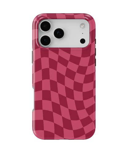 Black Cherry Wavy Checkers MagSafe Phone Case