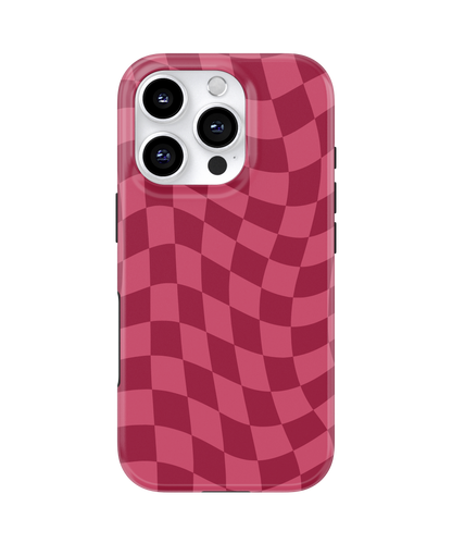 Black Cherry Wavy Checkers MagSafe Phone Case