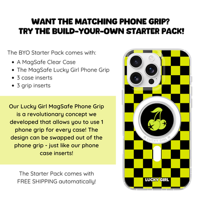 Electric Lime Checkers Clear Case Insert
