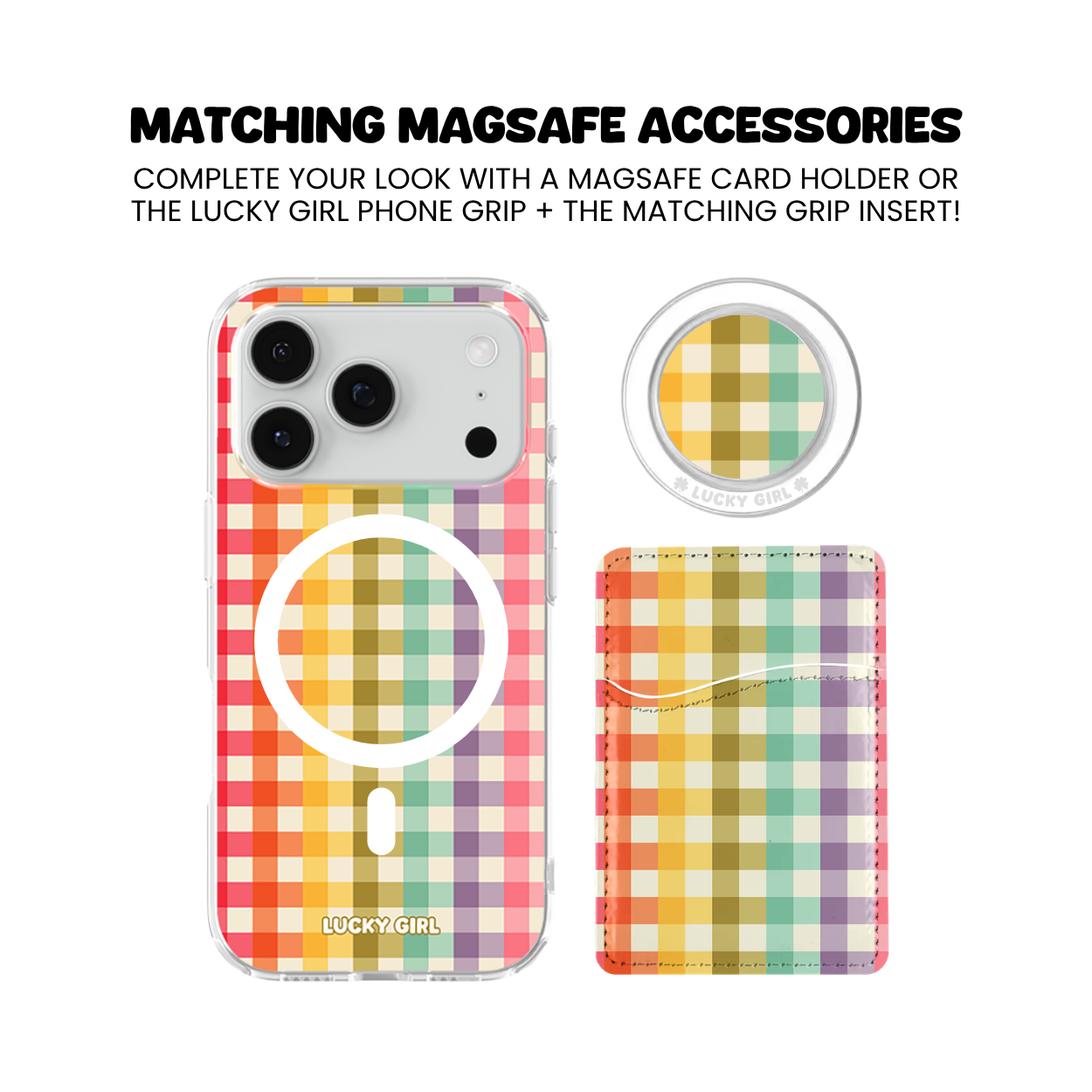 Rainbow Gingham Clear Case Insert