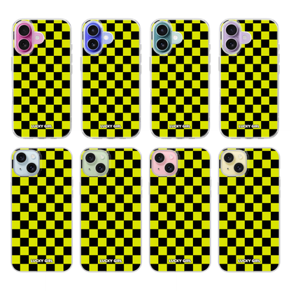 Electric Lime Checkers Clear Case Insert