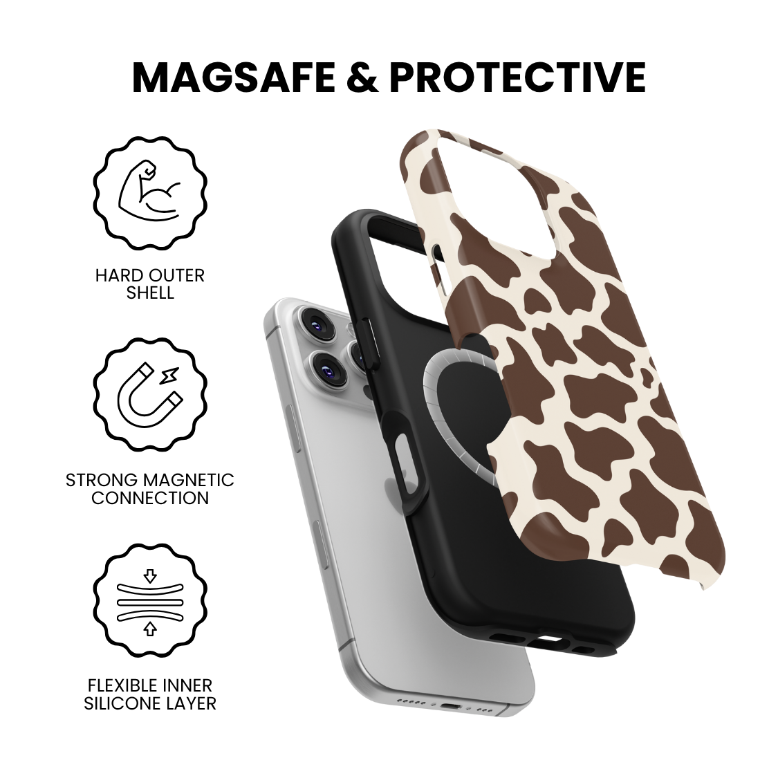 Espresso Cow Print MagSafe Phone Case