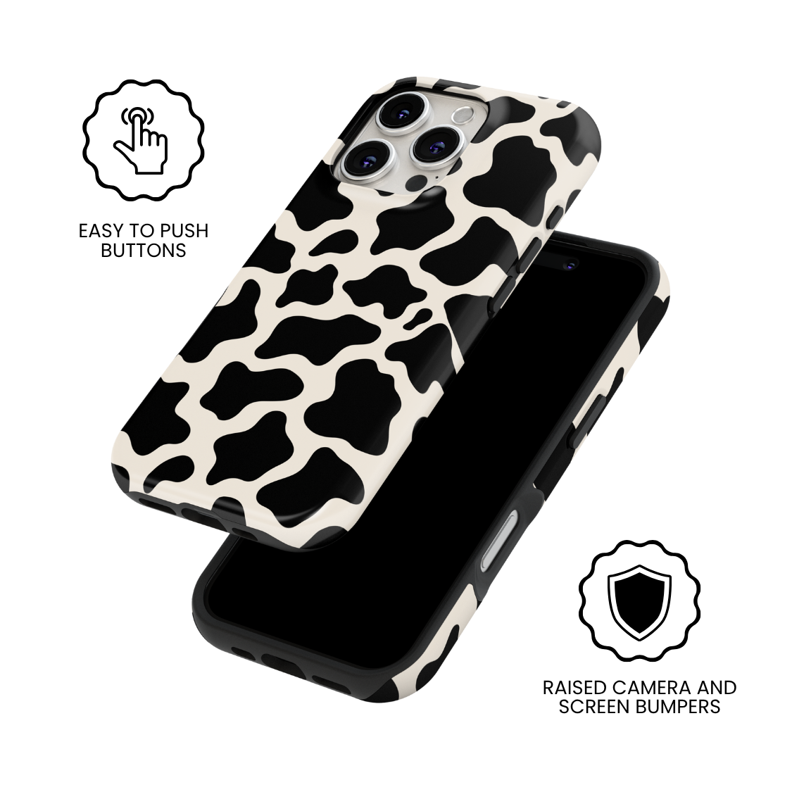 Onyx Cow Print MagSafe Phone Case
