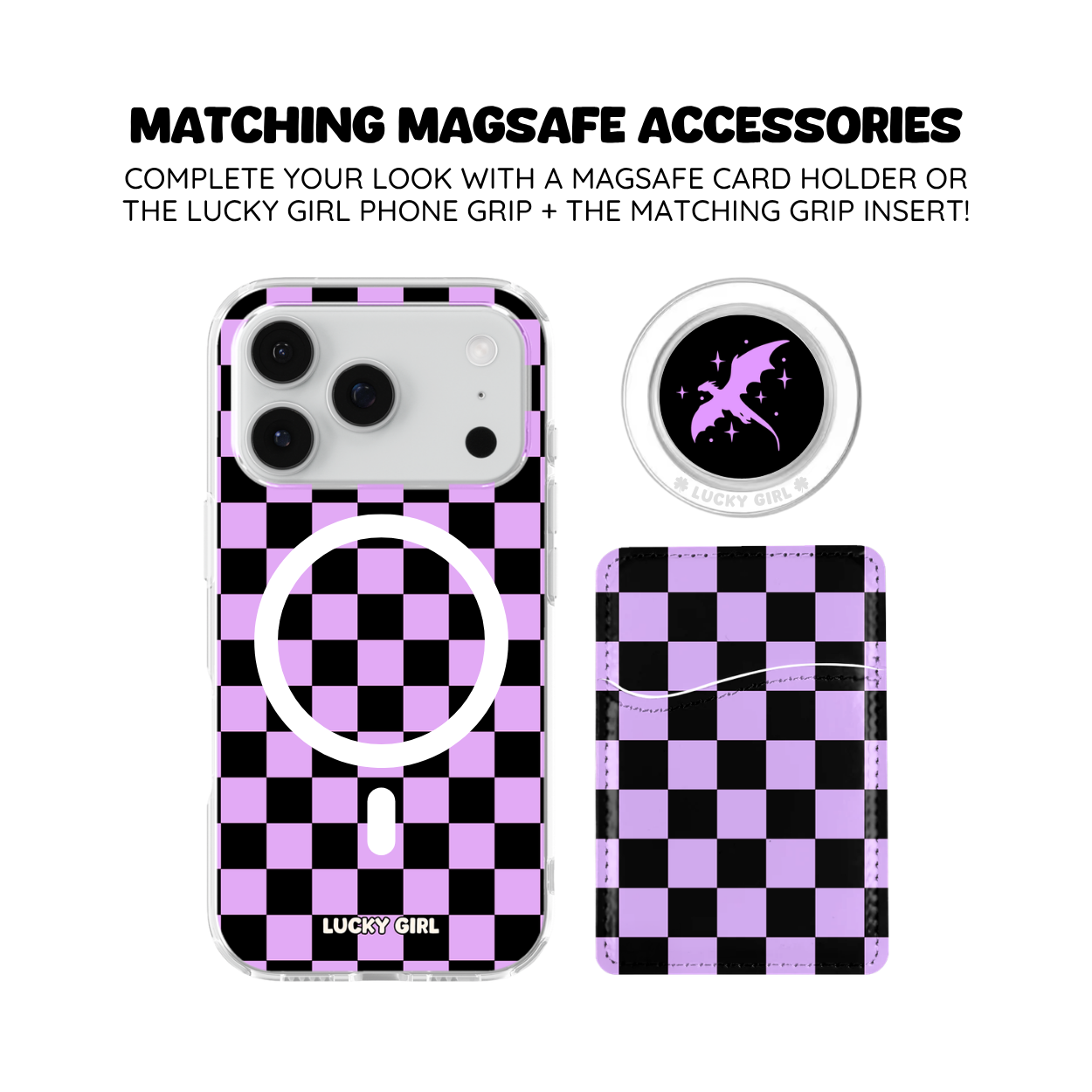 Lavender Checkers Clear Case Insert
